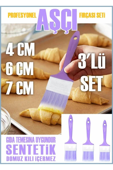 woodretro %100 Gıda Temaslı Aşçı Fırçası Seti 4/6/7 cm – Domuz Kılı Yok, Profesyonel & Ev kullanımı - 2