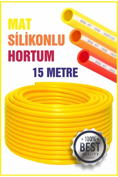 woodretro Mat Sarı Tırtıklı Silikonlu Dekoratif Kaliteli Hortum 15 Metre - 1