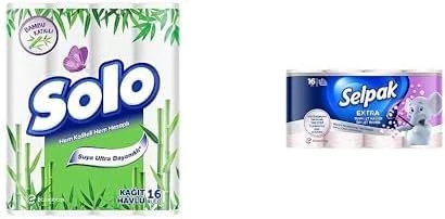 Solo Kağıt Havlu Bambu Katkılı 16'lı + Selpak Extra Tuvalet Kağıdı Banyo Ferahlatma 16'lı ürün görseli 1
