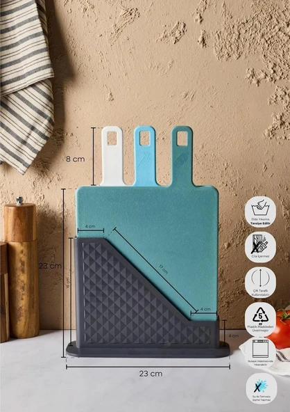 Brice 4 Parça Standlı Kesme Tahtası Set - 2