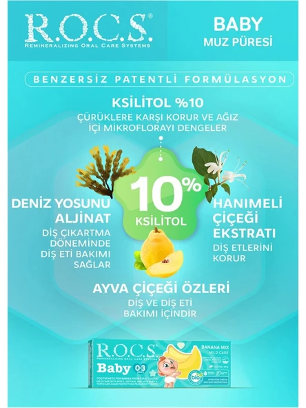 R.O.C.S.Bebek Diş Macunu Muz Püresi Tadında 0-3 Yaş 45 Gr - Resim 5