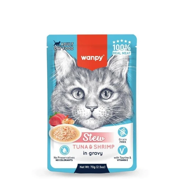 Wanpy Pouch Ton Balıklı Karidesli Yaş Kedi Maması 70g ürün görseli