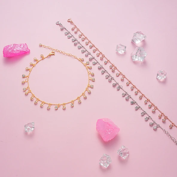 925 ayar gümüş sallantılı zirkon taşlı hal hal - 3