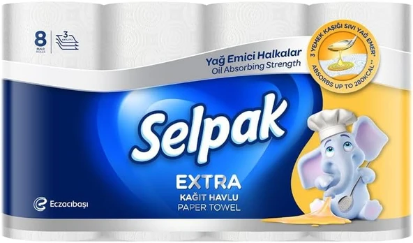 Selpak Extra Kağıt Havlu Yağ Emici 8'li ürün görseli