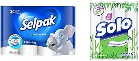 Selpak Tuvalet Kağıdı 24'lü + Solo Kağıt Havlu Bambu Katkılı 16'lı ürün görseli