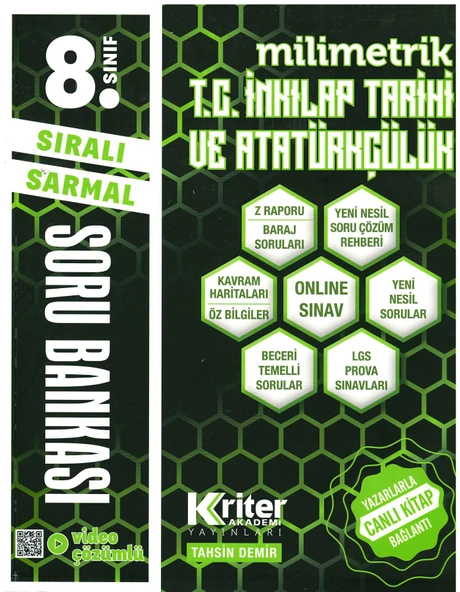 Kriter Akademi 8.Sınıf Milimetrik T.C. İnkılap Tarihi ve Atatürkçülük Soru Bankası