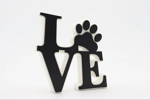 LOVE Pati Temalı Dekoratif Obje 15x15cm Kedi Köpek Severlere Özel Hediyelik Masa Üstü Süs