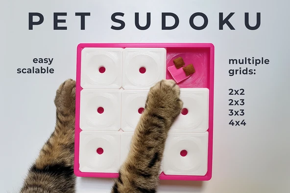 Kedi ve Köpekler İçin Zeka Oyuncağı Pet Sudoku 3x3 Ödül Saklama Puzzle Kutusu 15x15cm