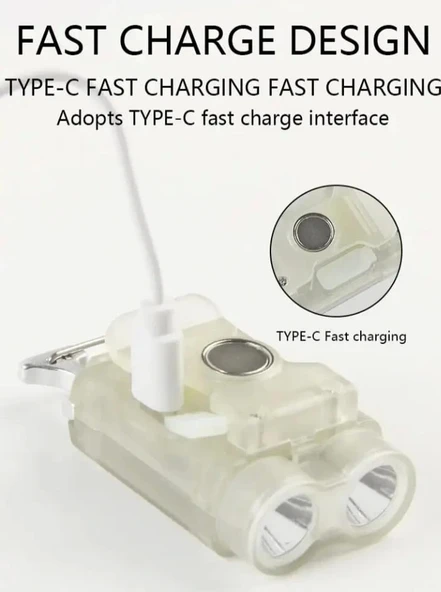 V15 Edc El Feneri 1200lm Anahtarlık Işık Tip-c Şarj Edilebilir Taşınabilir Mini Torch Mıknatıs Klips Ile Kamp Cep Fener - 5