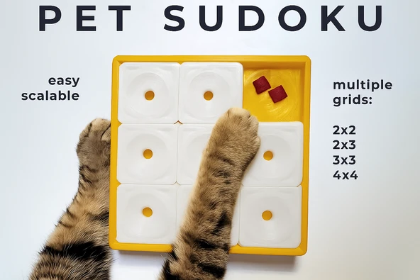 Kedi ve Köpekler İçin Zeka Oyuncağı Pet Sudoku 3x3 Ödül Saklama Puzzle Kutusu 15x15cm