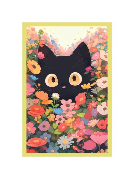 Sevimli Kedi Çizimli Dekoratif Kartpostallar ve Hediye Not Kartları  10 x 15 cm - 1