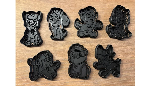 Paw Patrol Kurabiye Kalıbı Seti 7'li Renkli Şekilli Çocuk Hamur Fondan Kesici Kalıp Kalıpları