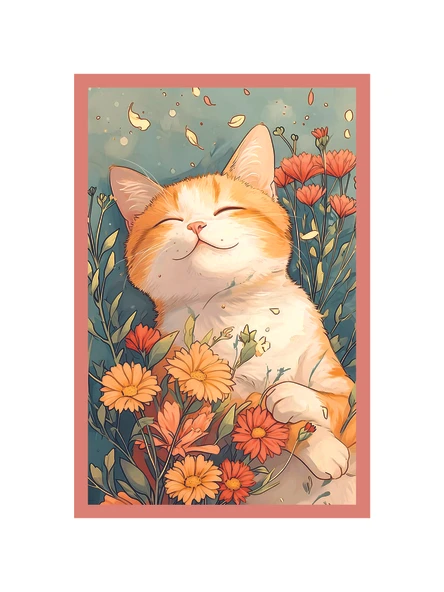 Sevimli Kedi Çizimli Dekoratif Kartpostallar ve Hediye Not Kartları  10 x 15 cm ürün görseli