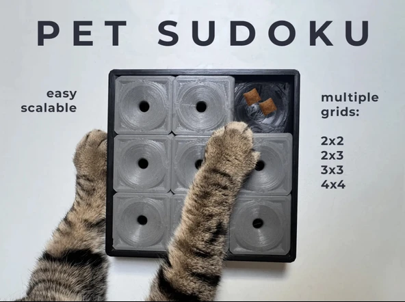 Kedi ve Köpekler İçin Zeka Oyuncağı Pet Sudoku 3x3 Ödül Saklama Puzzle Kutusu 15x15cm