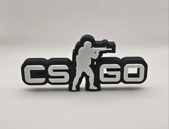 CSGO Yazılı 3D Dekoratif Obje 20cm Gamer Hediyelik Masaüstü Duvar Süsü Oyun Aksesuarı