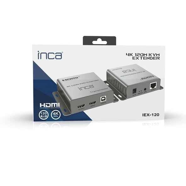 INCA 1port IEX-120 1port HDMI (giriş) 1port Ethernet (Cat6) 4K HDMI Repeater 120metre mesafeye kadar - Resim 3