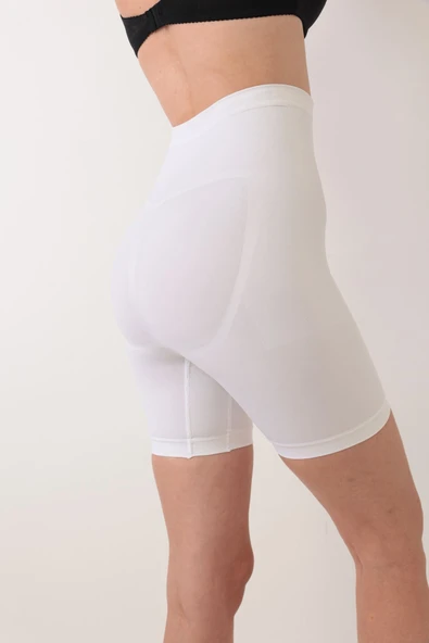 Beyaz Kadın Kalça Kaldırıcı Dikişsiz Korse - Resim 6