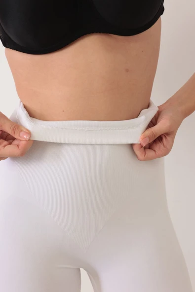 Beyaz Kadın Kalça Kaldırıcı Dikişsiz Korse - Resim 5