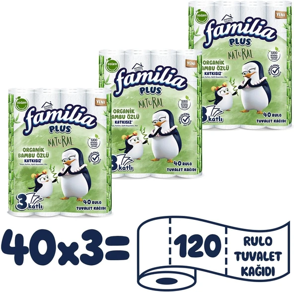 Familia Plus Natural 40'lı Tuvalet Kağıdı (3 Paket) ürün görseli