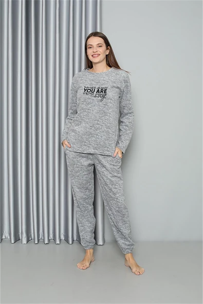 Moda Çizgi Welsoft Polar Kadın Pijama Takımı 8518 - 2