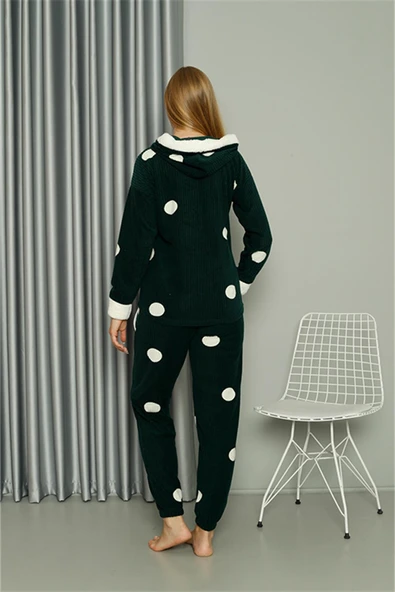 Moda Çizgi Welsoft Polar Kadın Kapşonlu Pijama Takımı 8512 - 5