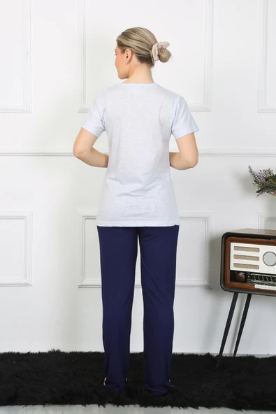 Moda Çizgi Kadın Kısa Kol Penye Pİjama Takımı 4208 - 4