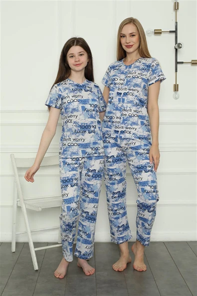 Moda Çizgi Anne Kız Aile Penye Pijama Takım Ayrı Ayrı Satılır. Fiyatları Farklıdır 50104 ürün görseli 1