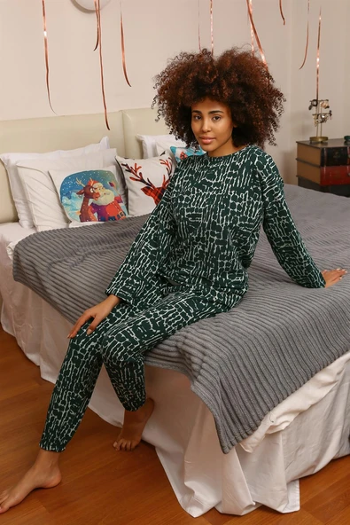 Moda Çizgi Kadın Uzun Kol 3 İplik Penye Pijama Takım 4181 - 2