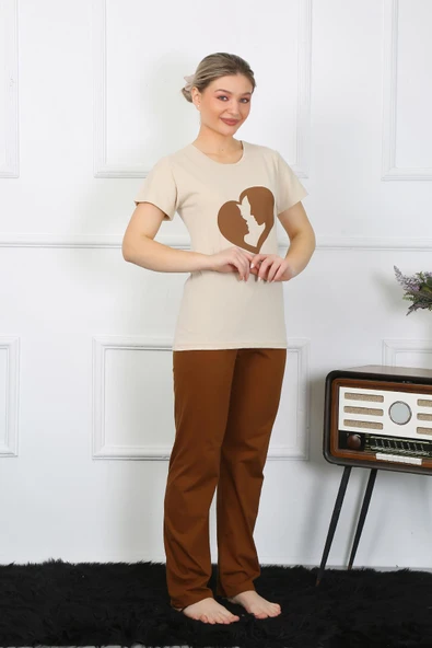 Moda Çizgi Kısa Kol Penye Pijama Takımı 4209 - Resim 6