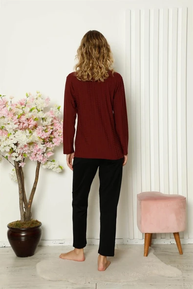 Moda Çizgi Kadın Penye Uzun Kol Pijama Takım 4111 - 3