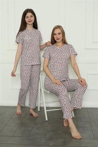 Moda Çizgi Anne Kız Aile Penye Pijama Takım Ayrı Ayrı Satılır. Fiyatları Farklıdır 50119 - Resim 2
