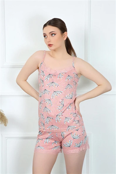 Moda Çizgi Kadın İp Askılı Şortlu Takım 3598 - 3