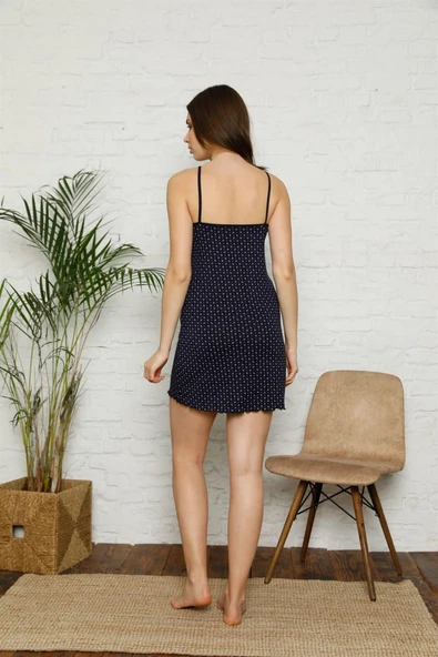 Moda Çizgi İp Askılı Penye Gecelik 391 - 3