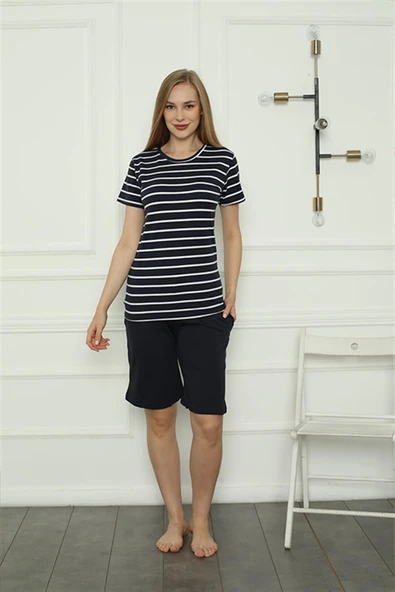 Moda Çizgi Aile Penye Şortlu Pijama Takım (anne - kız ) 50117 Ayrı Ayrı Satılır . Fiyatları Farklıdır - Resim 4