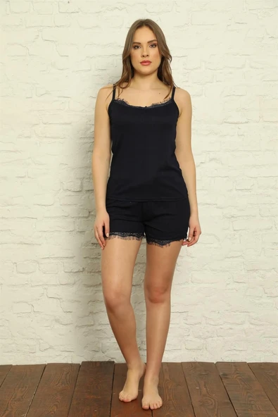 Moda Çizgi Şortlu Pijama Takım - 2