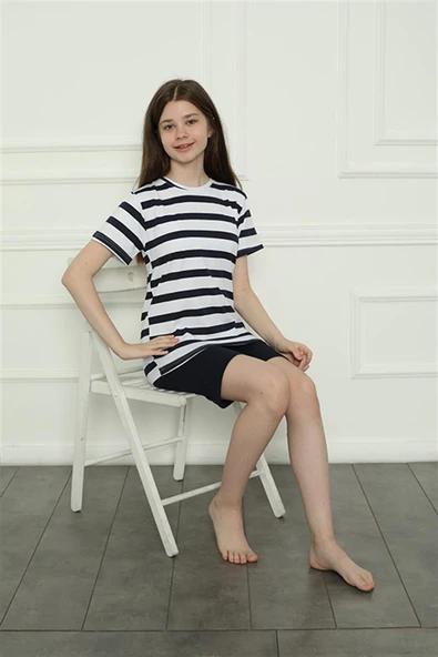 Moda Çizgi Aile Penye Şortlu Pijama Takım (anne - kız ) 50116 Ayrı Ayrı Satılır . Fiyatları Farklıdır - Resim 7