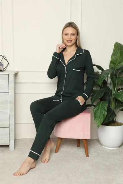 Moda Çizgi Kadın Penye Pijama - Resim 3