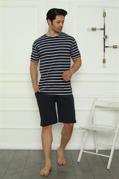 Moda Çizgi Aile Penye Şortlu Pijama Takım (baba - oğul ) 50117 Ayrı Ayrı Satılır . Fiyatları Farklıdır - Resim 3