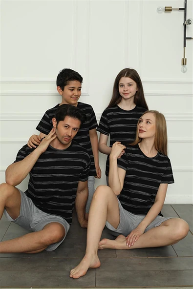 Moda Çizgi Aile Penye Şortlu Pijama Takım (anne - kız ) 50115 Ayrı Ayrı Satılır . Fiyatları Farklıdır - Resim 2