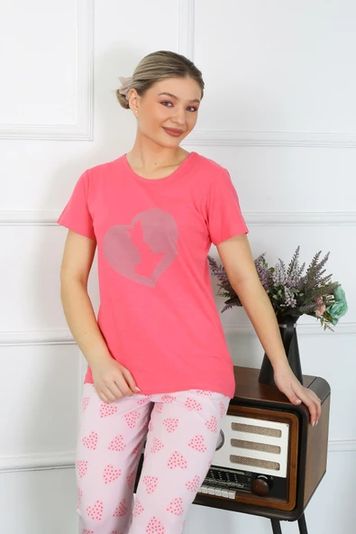 Moda Çizgi Kadın Kısa Kol Penye Pijama Takımı 4211 - 1