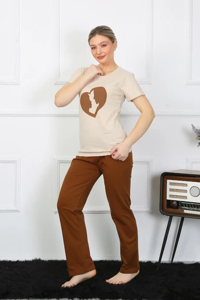 Moda Çizgi Kısa Kol Penye Pijama Takımı 4209 - Resim 3