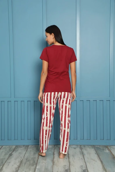 Moda Çizgi Kadın Penye Pijama - Resim 3