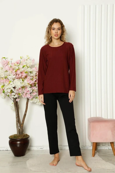 Moda Çizgi Kadın Penye Uzun Kol Pijama Takım 4111 - 1