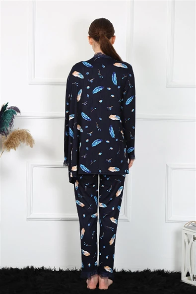 Moda Çizgi Kadın 3'lü Sabahlık Takım 16105 - 4