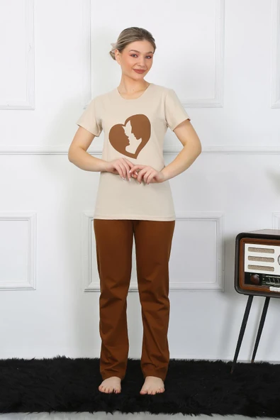 Moda Çizgi Kısa Kol Penye Pijama Takımı 4209 - Resim 5