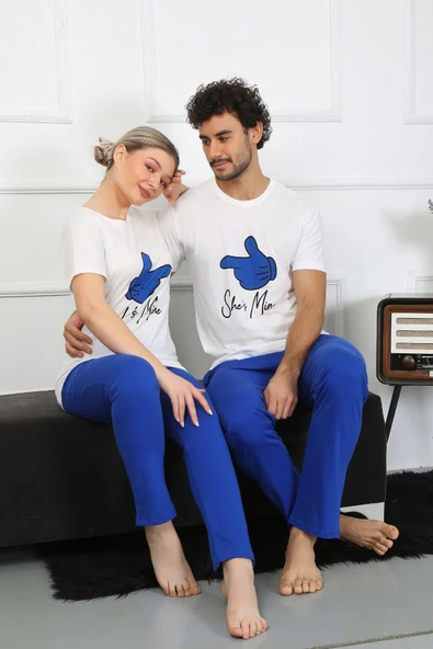 Moda Çizgi Kadın Pamuk Penye Sevgili Kombini Pijama Takımı Beyaz 50129 Tek Takım Fiyatıdır ürün görseli 1