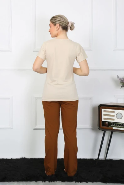 Moda Çizgi Kısa Kol Penye Pijama Takımı 4209 - Resim 4