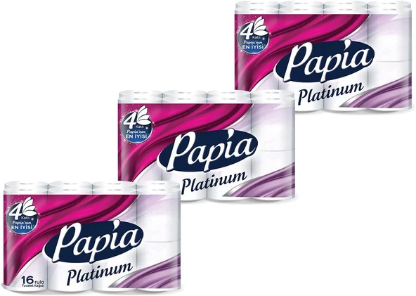 Papia Platinum Tuvalet Kağıdı 96 Rulo (32 Rulo X 3 Paket) ürün görseli 1