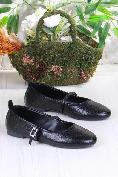 Fort 01-636 Soft Baskılı Toka Detaylı Şık Ev İş Ofis Rahat Günlük Ayakkabı Kadın Babet - Resim 4