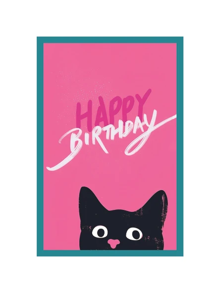 Happy Birthday  Kedi Temalı Doğum Günü Kartı  Hediye Not Kartı Kartpostal 10 x 15 cm ürün görseli